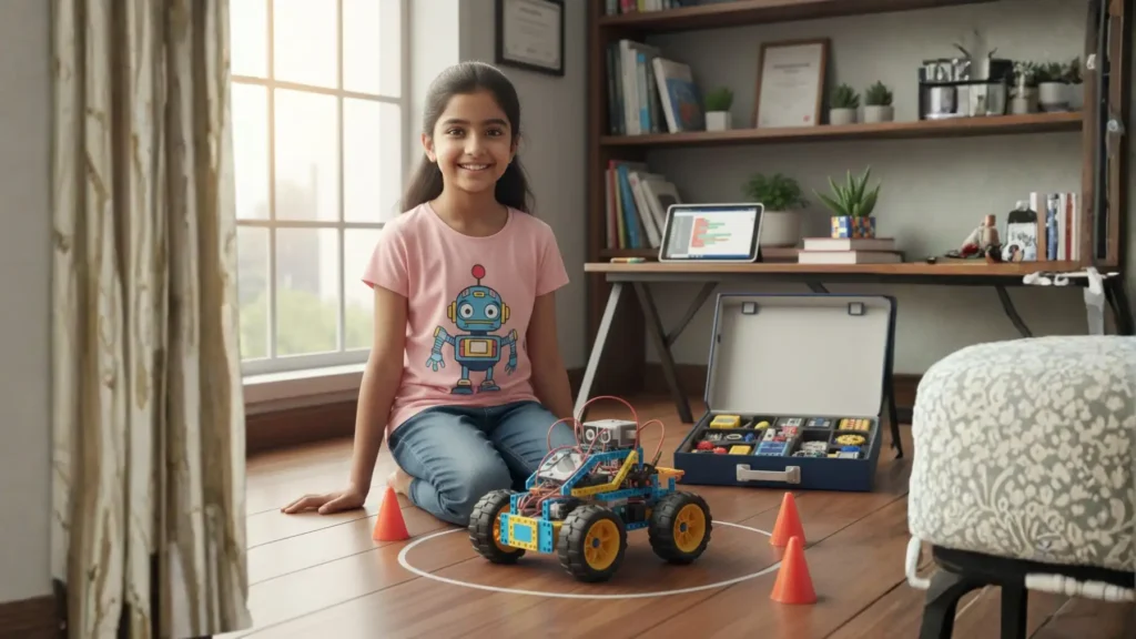 Obstacle avoiding robot created by a kid