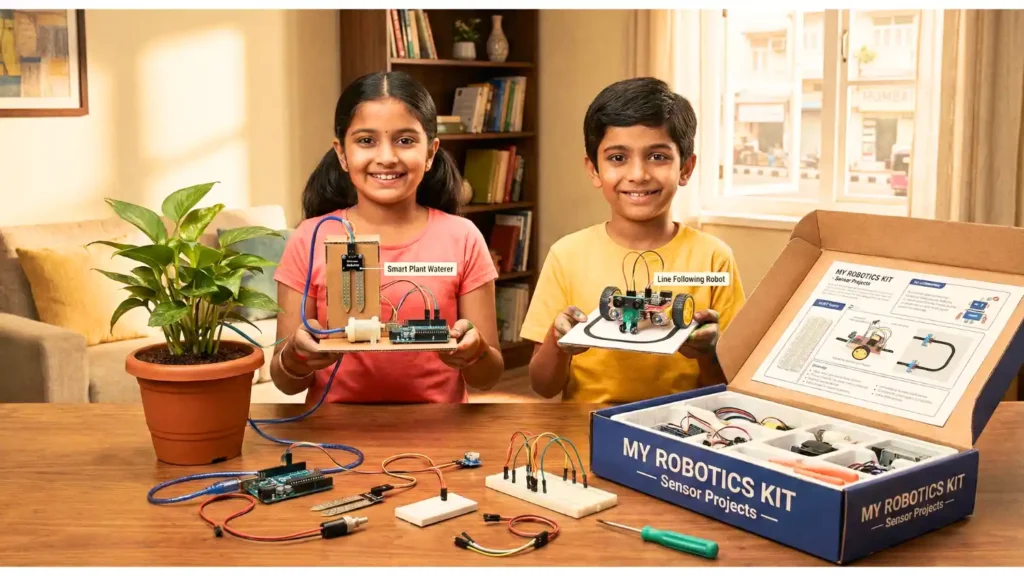 Kid's projects : Smart plant watering and Line following robot