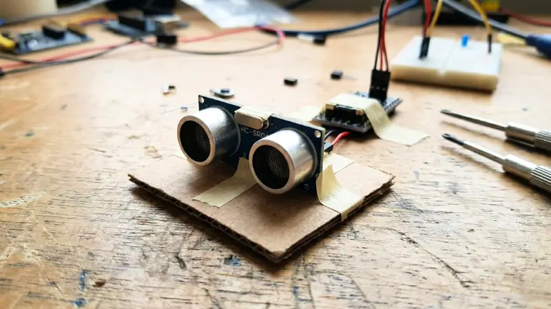 DIY cardboard sensor mount for robotics projects